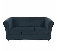 Velvet Sofa Cover Stretch Sofa Slipcover, Soft Non-Slip Sofa Cover 1 Piece Furniture Protector for Curved Settee Couch Armchair (Navy Blue,Sofa+3 Small Seats)