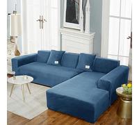 Velvet sofa covers, Sofa cover l shape for living room, Machine Washable, Sofa Recliner Cover Sectional corner sofa cover, Soft and comfortable fabric, dust-proof (Royal blue,2-seats 145-185cm 1pc)