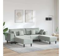 Velvet Sofa Light Grey 60x60x75cm with Cushion, Design for Living Room