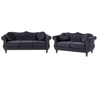 Velvet Sofa Set Black SKIEN
