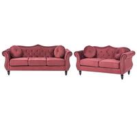 Velvet Sofa Set Burgundy SKIEN