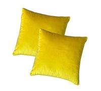 Velvet Soft Soild Microfiber Decorative Square Pillow Case Throw Cushion Cover for Sofa Bedroom with Invisible Zipper Set of 2 Lined-yellow_45x45cm