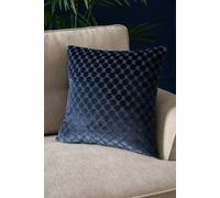 'Velvet Spot' Plain Dyed Jacquard Velvet Filled Cushion Soiree Navy 43cm x 43cm