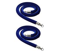 Velvet Stanchion Rope, 2 Pack Foam Core Stanchion Rope with Silver Chrome Cap Hooks, Restaurant Movie Theater Lobbies Barriers(Blue,2.5m (8.2 feet))