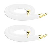 Velvet Stanchion Rope, 2 Pc, Sturdy Velvet Barrier Rope/Extra Long Outdoor Stanchion Rope for Movie Theater Entrance Partition, with Chrome Plated Hooks(White,2ft/60cm)