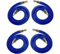 Velvet Stanchion Rope, Hanging Rope Lint 4 Pack Barriers Queue Line for Movie Theaters,Foam Core Barrier Cord with Gold Hooks(Blue,2.5m/8.2ft)