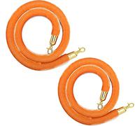 Velvet Stanchion Rope, Trade Shows,Grand Openings,1.2" Thick Crowd Queue Line Safe Control,with Gold Color Hooks,2-Pack(Orange,3m/9.8ft)