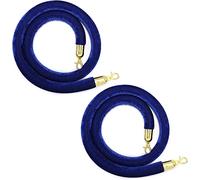 Velvet Stanchion Rope, Trade Shows,Grand Openings,1.2" Thick Crowd Queue Line Safe Control,with Gold Color Hooks,2-Pack(Blue,1.5m/5ft)