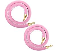 Velvet Stanchion Rope, Trade Shows,Grand Openings,1.2" Thick Crowd Queue Line Safe Control,with Gold Color Hooks,2-Pack(Pink,1.5m/5ft)