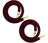 Velvet Stanchion Rope, Trade Shows,Grand Openings,1.2" Thick Crowd Queue Line Safe Control,with Gold Color Hooks,2-Pack(Burgundy,1.5m/5ft)