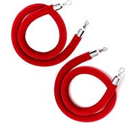 Velvet Stanchion Ropes, Thick 3.2cm Hanging Barrier Ropes with Elegant Hooks for Weddings, Parties & Hotel Celebrations (91cm/3ft)