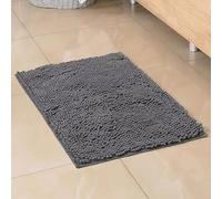 Velvet Stitch Chenille Microfibre Bathroom Mat, Black, Soft Shaggy Bath Rug, Non-Slip Absorbent (Grey, 50X80CM)