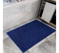 Velvet Stitch Chenille Microfibre Bathroom Mat, Black, Soft Shaggy Bath Rug, Non-Slip Absorbent (Royal Blue, 50X80CM)