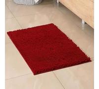 Velvet Stitch Chenille Microfibre Bathroom Mat, Black, Soft Shaggy Bath Rug, Non-Slip Absorbent (Wine, 45CM X 60CM)