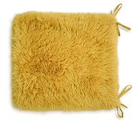 Velvet Stitch Cuddles Sofa Seat Pads Cushions, Sofa Cushions Teddy Dining Tie Couch Foam Cushion Seat Pads (Pack of 2, Ochre)