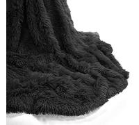 Velvet Stitch Extra Soft Warm Cuddle Throw Blanket for Sofas - 100% Polyester Shaggy Bed Throw (Black)