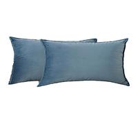Velvet Stone Blue Throw Pillow Covers 12”x20”Pack of 2 Soft Decorative