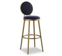 Velvet Stools Kitchen Breakfast Stools with Backrest & Footrest Dining Chairs Round Seat Perching High Stool for Lounge Cafes