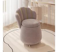 Velvet Storage Footstool with High Backrest, Luxurious Dressing Table Seat for Bedroom and Living Room Comfort