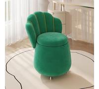 Velvet Storage Footstool with High Backrest - Multi-functional Stylish Pouf Ottoman Couch Stool for Bedroom Living Room, Space-Saving Seat and Footrest