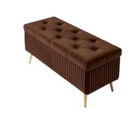 Velvet Storage Ottoman Bench with Metal Legs Upholstered Seat Stylish Bedroom Storage Solution Versatile Shoe Bench for Living Room Modern Home Furniture