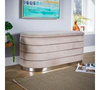 Velvet Storage Ottoman Storage Solution Bench Footstool Home Source Light Grey One Size