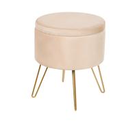 Velvet Storage Pouffe Beige SILAS