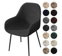 Velvet Stretch Chair Covers for Curved Back Dining Chairs - Mid Century Modern Accent Slipcovers for Kitchen & Living Room - Soft Easy to Clean