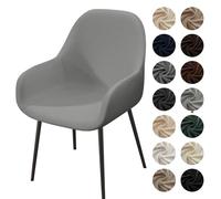 Velvet Stretch Chair Covers for Curved Back Dining Chairs - Soft Mid Century Modern Slipcovers for Kitchen & Living Room Accent Furniture Protection