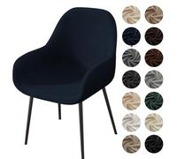 Velvet Stretch Chair Covers for Curved Back Dining Chairs - Soft Mid Century Modern Slipcovers for Kitchen & Living Room Accent Furniture