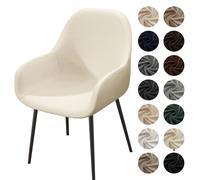Velvet Stretch Chair Covers for Curved Back Dining Chairs - Soft Mid Century Modern Slipcovers for Kitchen & Living Room Accent Furniture