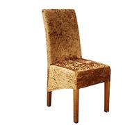 Velvet Stretch Chair Covers Set of 4 Removable & Washable Slipcovers Chair Protectors for Dining Room Kitchen & Office Elegant Gold Color