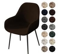 Velvet Stretch Dining Chair Covers - Curved Back Slipcovers for Mid Century Modern Accent Chairs - Soft Perfect for Kitchen & Living Room Decor