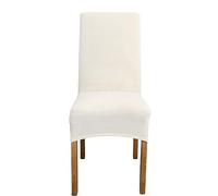 Velvet Stretch Dining Chair Slipcovers Set of 4 High Back Chair Covers with Elastic Washable and Removable Protector for Home Decor Off White Color