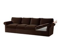 Velvet Stretch Ektorp Sofa Cover Set with Separate Cushion & Backrest Covers Elastic Band 9-Piece for 1/2/3/4 Seater - Dark Brown Slipcovers