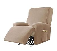 Velvet Stretch Relax Armchair Cover, 1/2/3 Seater Armchair Covers with Side Pocket Non-Slip Washable Sofa Protector for Living Room Sofa(Camel,1 seater)