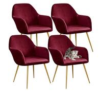 Velvet Stretch Round Wingback Dining Armchair Slipcovers, Modern Washable Accent Seat Protector for Pet Friendly Home,Burgundy,4 Pieces
