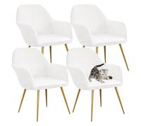 Velvet Stretch Round Wingback Dining Armchair Slipcovers, Modern Washable Accent Seat Protector for Pet Friendly Home,White,4 Pieces