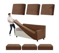 Velvet Stretch Sofa Cover, Non-Slip Settee Slipcover for 1/2/3/4 Seater, Well-Fitted, Avocado Green, 80-120cm, Includes Seat & Back Cover, Protect