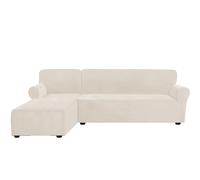 Velvet Stretch Sofa Cover Set 2PCS Anti-Slip Slipcovers for 2-Seater & 3-Seater Sectional Sofa Left Chaise Longue & Main Sofa Protector Furniture Upgrade