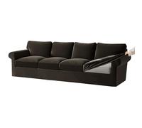 Velvet Stretch Sofa Cover Set - 3 Seater Dark Grey Slipcovers 7-Piece Elastic Band for Cushions & Backrests Large 4 Seat 9 PCS Stylish Protection