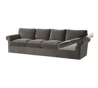Velvet Stretch Sofa Cover Set for 3 Seater - Dark Grey 7-Piece Slipcovers with Elastic for Cushions & Backrests - Easy Fit 4-Seat Set (9 PCS)