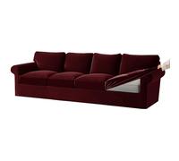 Velvet Stretch Sofa Cover Set for 3 Seater - Dark Grey 7-Piece Slipcovers with Elastic for Seat Cushions & Backrests Stylish Wine Red Large 4-Seat Set (9 PCS)