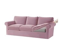 Velvet Stretch Sofa Cover Set for 3 Seater Sofa - Dark ge 7 Piece Slipcovers with Elastic Band for Separate Seat Cushions and Backrests(Pink 3 Seat Set 7 PCS)
