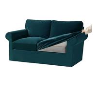 Velvet Stretch Sofa Cover Set for 5 PCS Slipcovers with Separate Seat & Backrest Cushions Elastic Band Fits 1/2/3/4 Seater (Green 2 Seater)