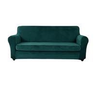 Velvet Stretch Sofa Cover with Cushion Covers Non-Slip/Settee/Couch Protector Ties & Elastic Bands Blue Green Love + Large 2-Seater Cover