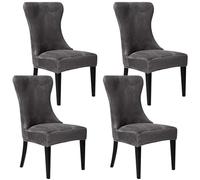 Velvet Stretch Tufted Wingback Chair Covers - Removable & Washable Dining Room Seat Covers 4-Pack for Home Decor & Banquet for K Chairs