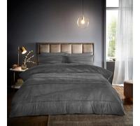 Velvet Stripe Luxury Duvet Cover Sets Hotel Quality Bed Linen Elegant Super Soft Designer Style Bedding Sets Easy Care Bedset (Starlie Charcoal, Double)