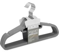Velvet Suit Hangers 20 Pack Grey - Heavy-Duty Non-Slip Clothes Hangers with 360° Swivel Hook - Ideal for Jackets, Trousers & Coat - Premium Closet Organizers (44x23cm)