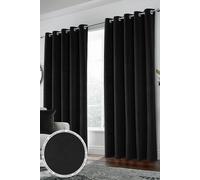 Velvet, Supersoft, 100% Blackout, Thermal Pair of Curtains with Eyelet Top - Black Enhanced Living Black 229cm width x 229cm drop